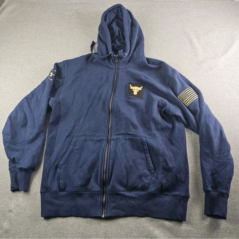 Under Armour x Project Rock Veterans Day Full Zip Hoodie Mens Large Freedom USA